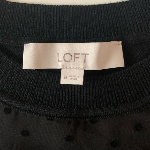 LOFT lightweight sweater w/ polka dot mesh detailing black size M, runs small - Picture 5 of 8